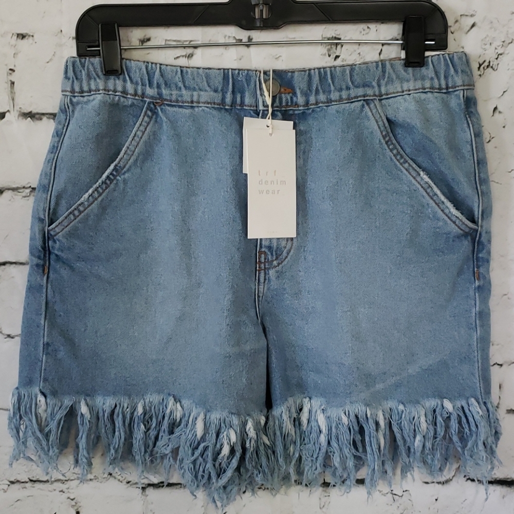 NWT Zara Trafaluc fringe denim shorts